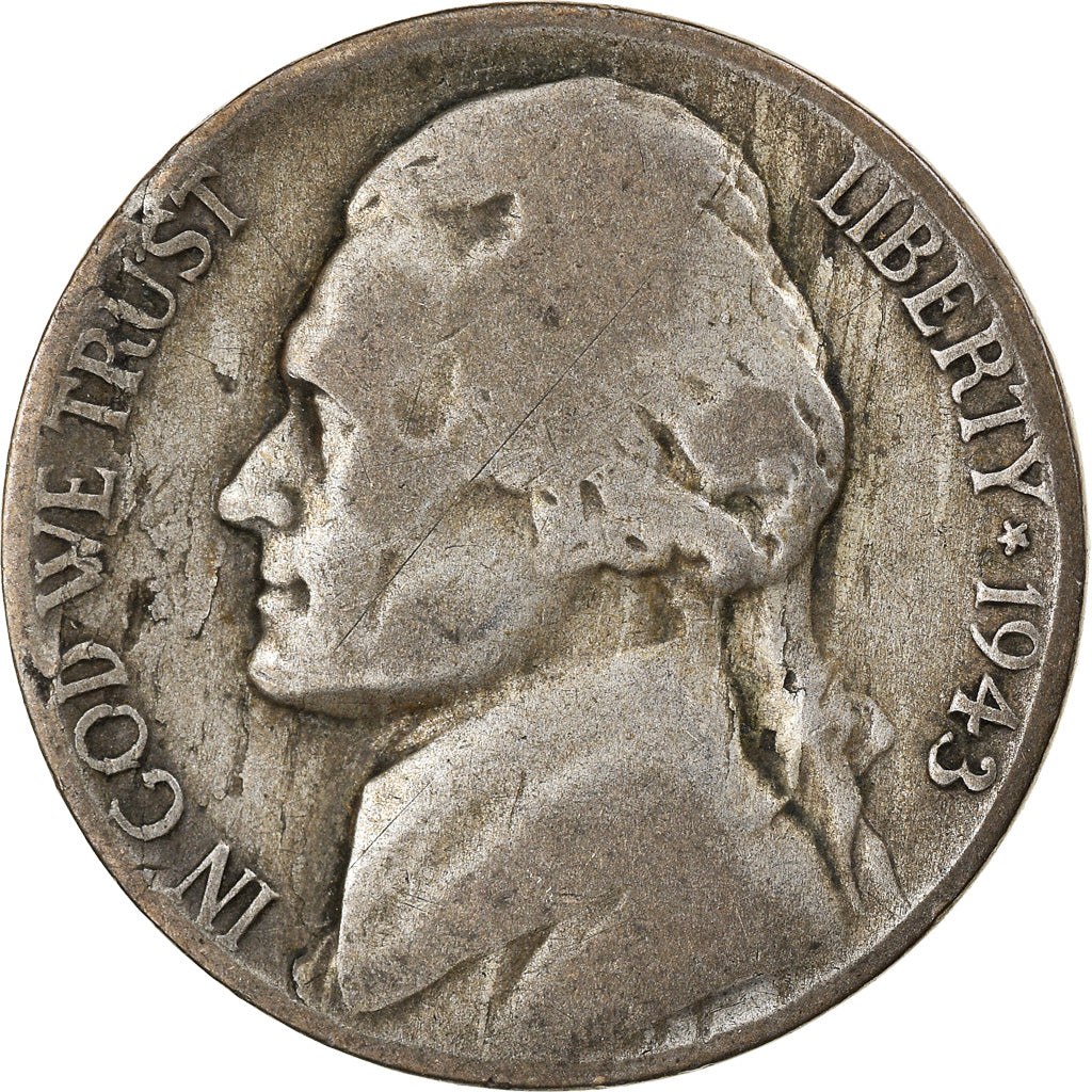 Moneta, Stati Uniti, Jefferson Nickel, 5 Cents, 1943, U.S. Mint, Philadelphia