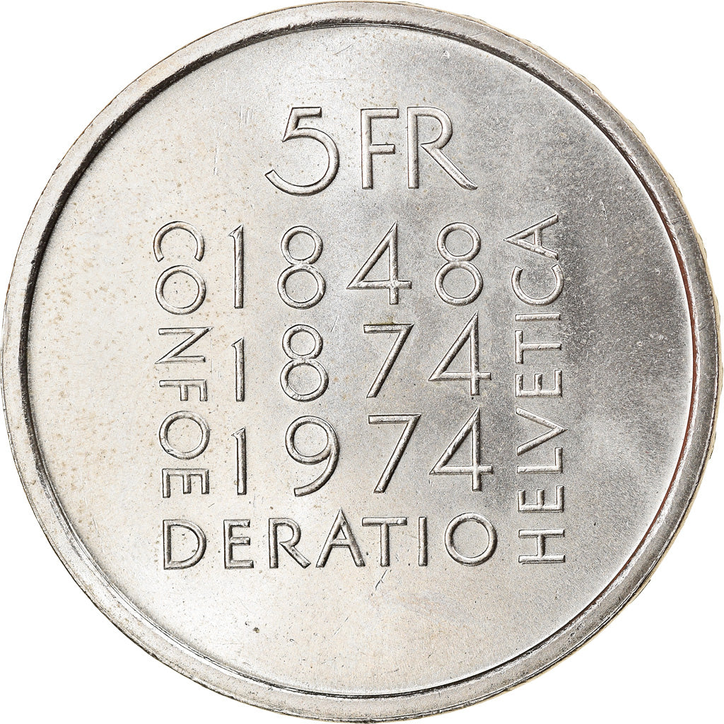 Coin, Switzerland, 5 Francs, 1974, AU(55-58), Copper-nickel, KM:52