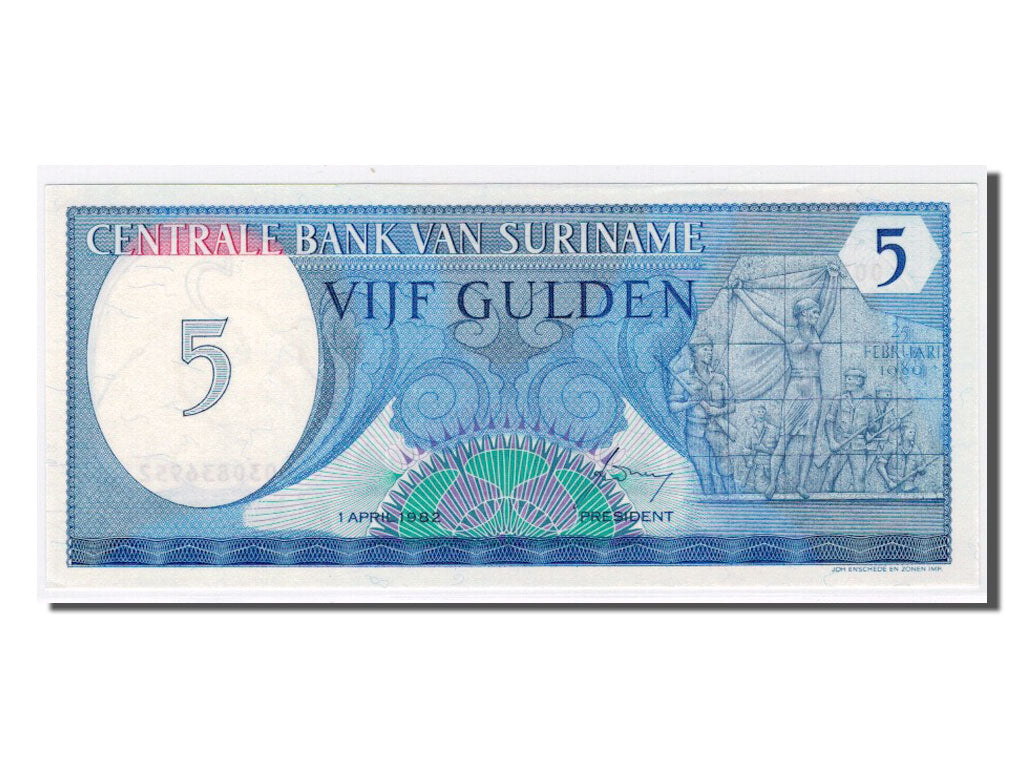 Banconote, Suriname, 5 Gulden, 1982, FDS