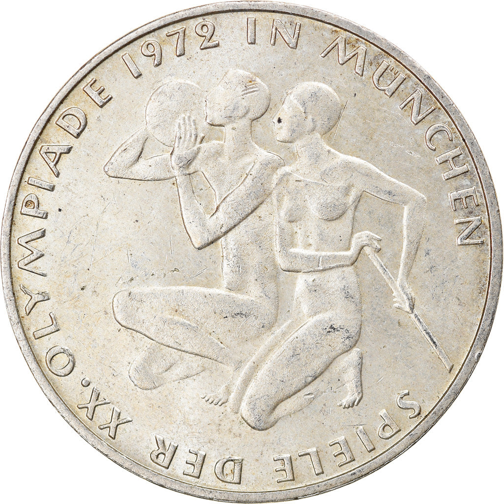 Moneta, Niemcy - RFN, 10 Mark, 1972, Karlsruhe, AU(50-53), Srebro, KM:132