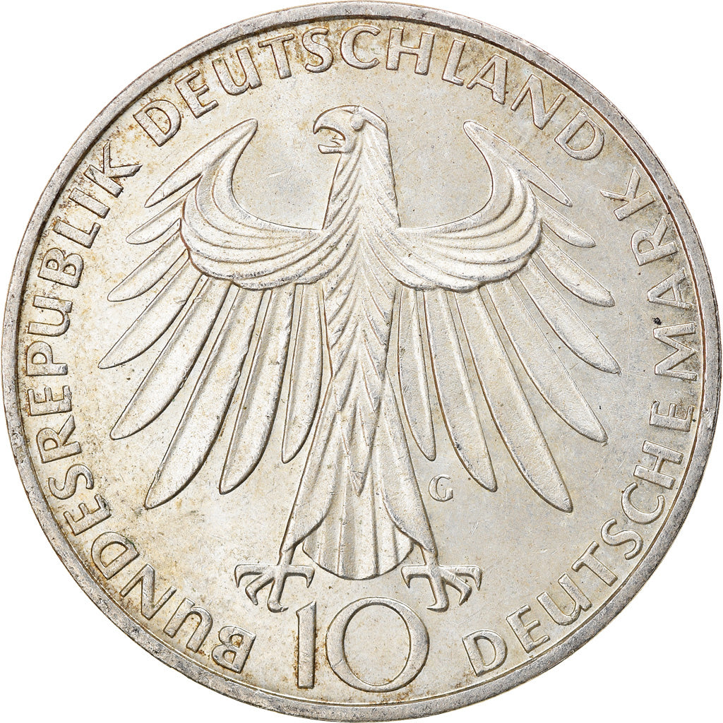 Moneta, Niemcy - RFN, 10 Mark, 1972, Karlsruhe, AU(50-53), Srebro, KM:132