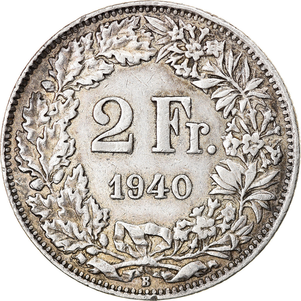 Coin, Switzerland, 2 Francs, 1940, Bern, EF(40-45), Silver, KM:21