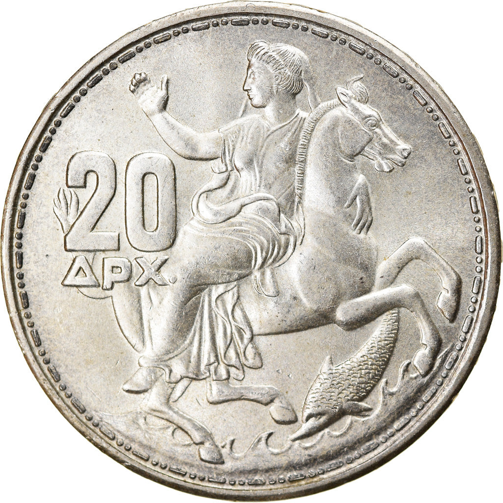 Coin, Greece, Paul I, 20 Drachmai, 1960, AU(55-58), Silver, KM:85