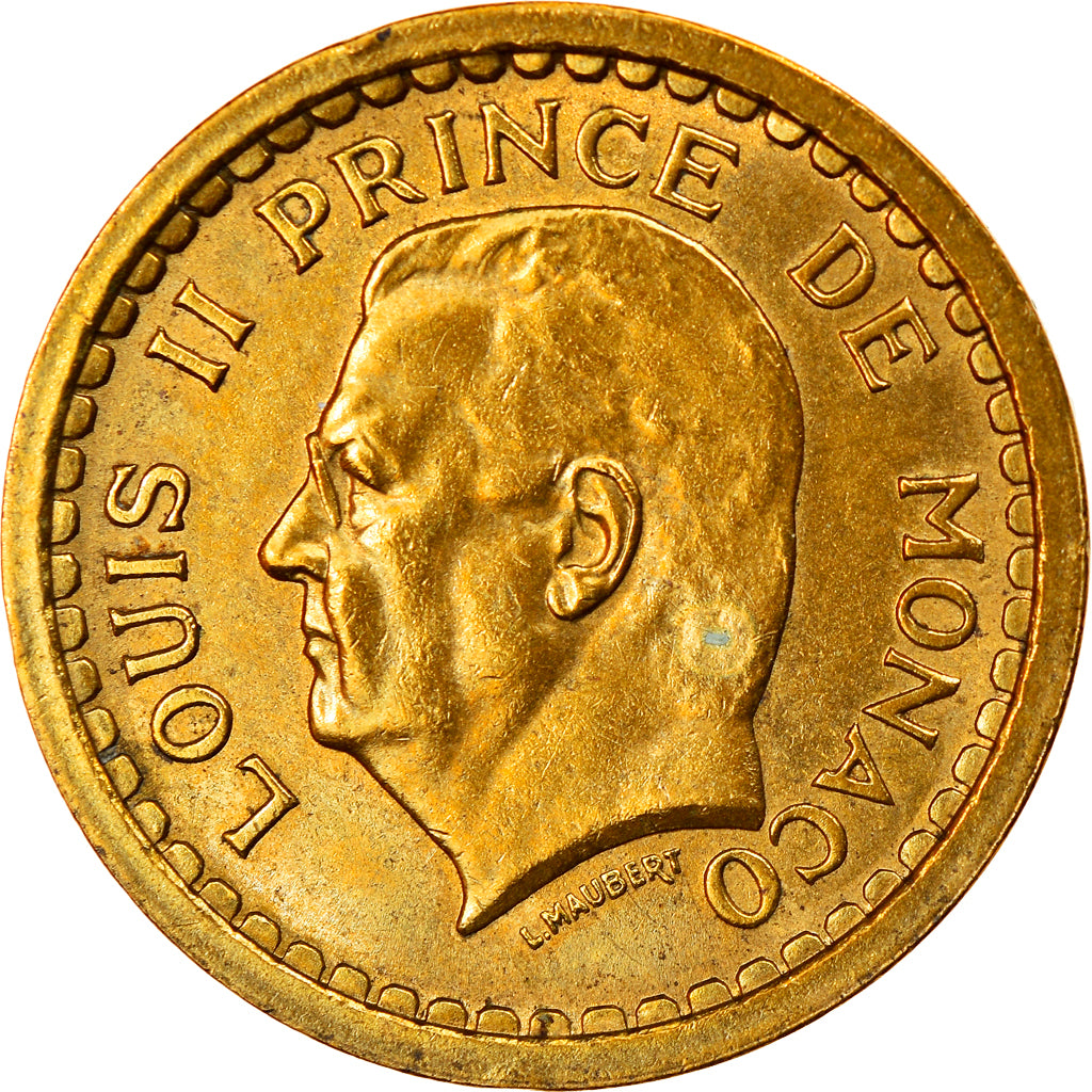 Coin, Monaco, Louis II, Franc, 1943, AU(55-58), Aluminum-Bronze, KM:120A