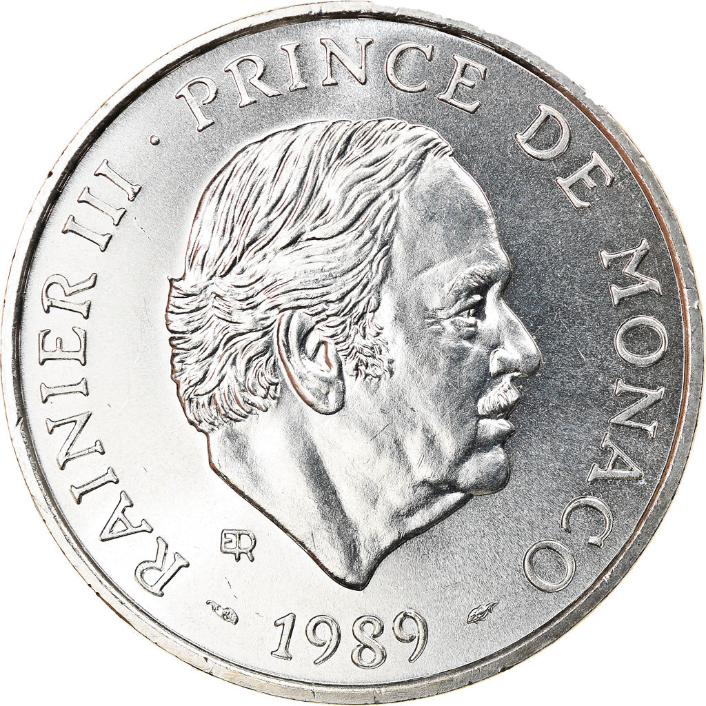 Moneta, Monaco, Rainier III, 100 Francs, 1989, MS(63), Srebro, KM:164