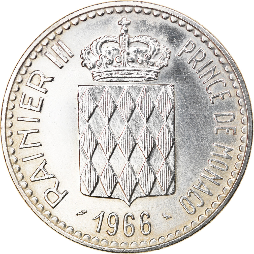 Münze, Monaco, Rainier III, 10 Francs, 1966, UNZ, Silber, KM:146, Gadoury:MC155