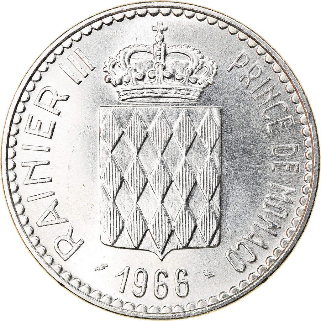 Coin, Monaco, Rainier III, 10 Francs, 1966, AU(55-58), Silver, KM:146