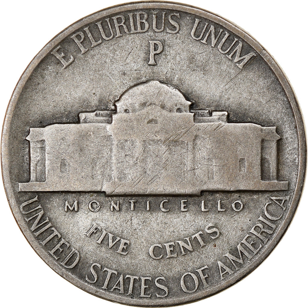 Moneda, Estados Unidos, Jefferson Nickel, 5 Cents, 1943, U.S. Mint