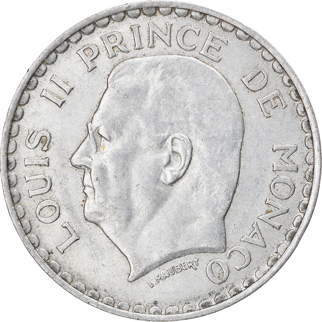 Moneda, Mónaco, Louis II, 5 Francs, 1945, Paris, MBC, Aluminio, KM:122