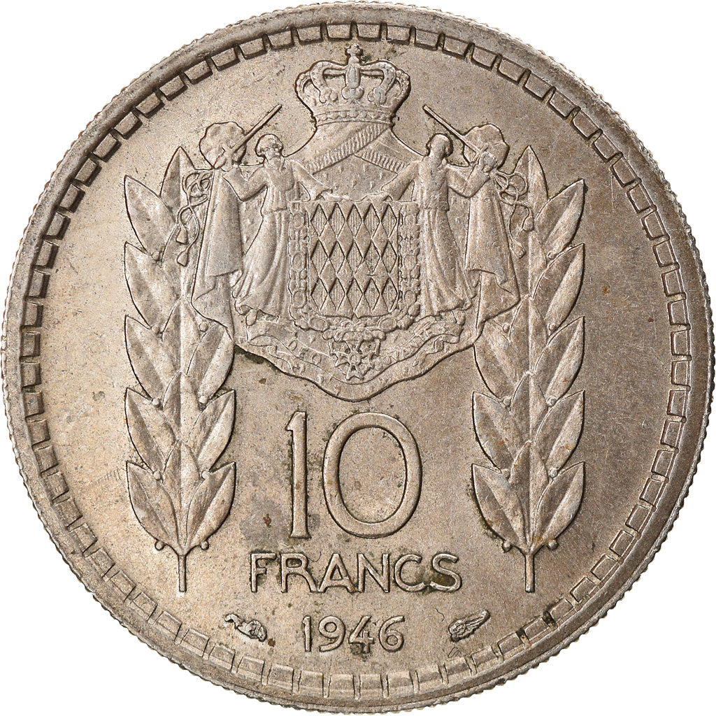 Coin, Monaco, Louis II, 10 Francs, 1946, EF(40-45), Copper-nickel, KM:123