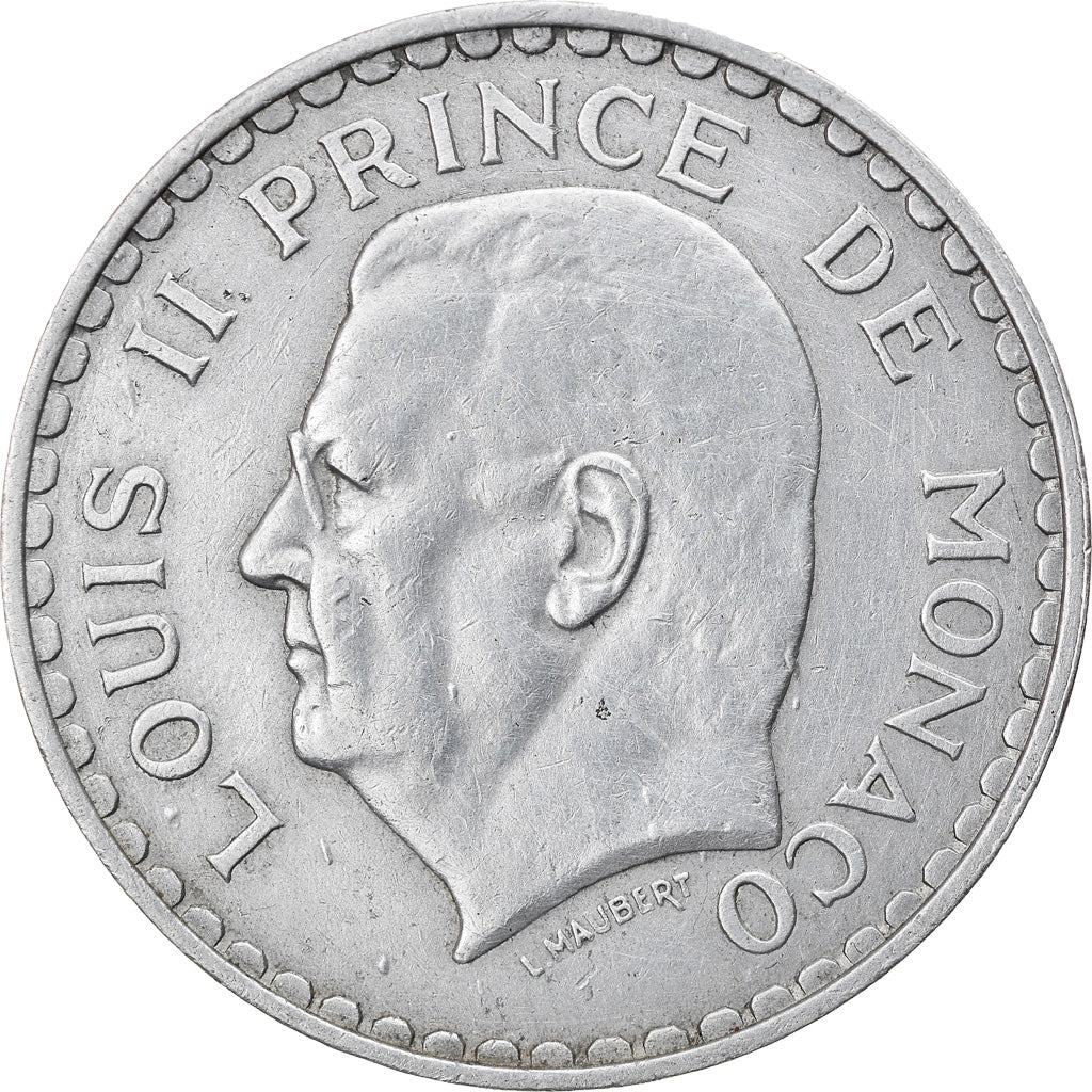 Coin, Monaco, Louis II, 5 Francs, 1945, Paris, EF(40-45), Aluminum, KM:122