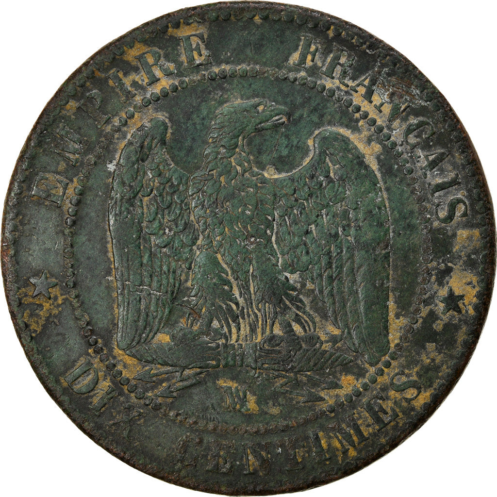 Moeda, França, Napoleon III, Napoléon III, 10 Centimes, 1855, Marseille