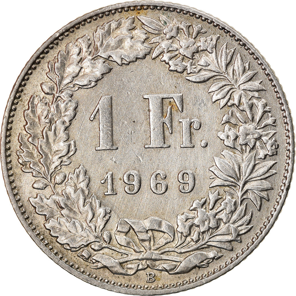 Coin, Switzerland, Franc, 1969, Bern, EF(40-45), Copper-nickel, KM:24a.1