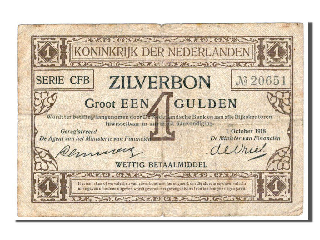 Banknote, Netherlands, 1 Gulden, 1918, VF(20-25)