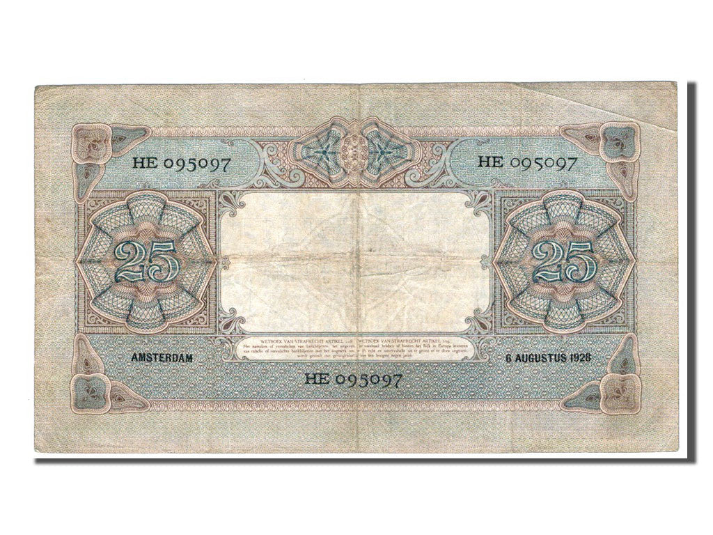 Billet, Pays-Bas, 25 Gulden, 1928, TTB