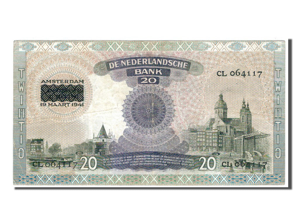 Banconote, Paesi Bassi, 20 Gulden, 1941, BB
