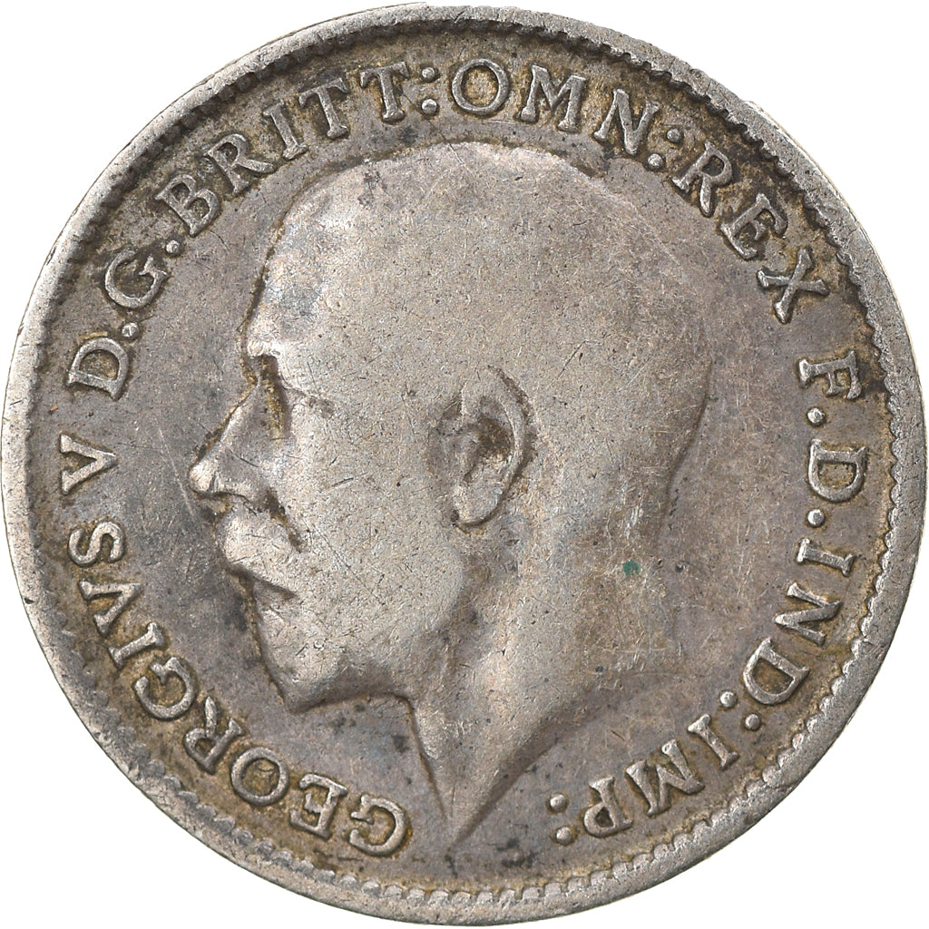 Moneda, Gran Bretaña, George V, 3 Pence, 1912, BC+, Plata, KM:813