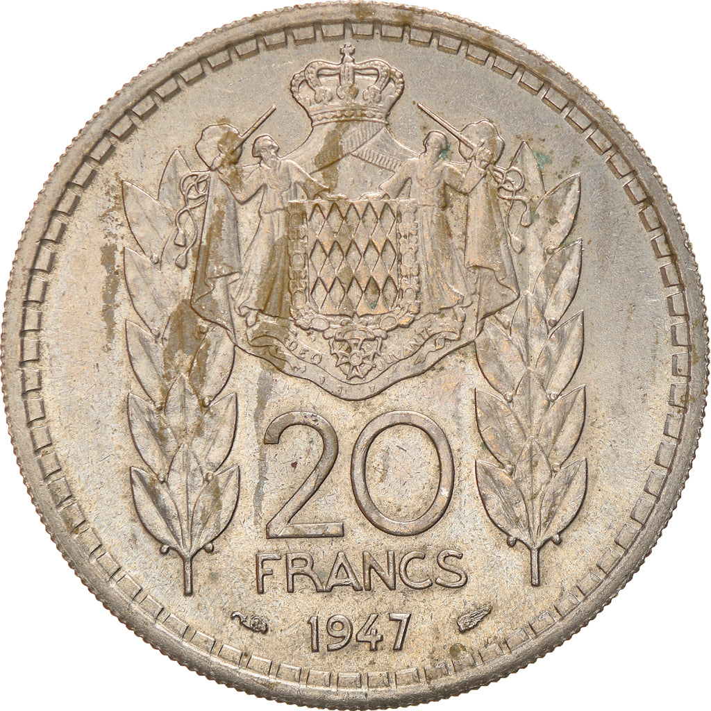 Coin, Monaco, Louis II, 20 Francs, Vingt, 1947, Poissy, EF(40-45)