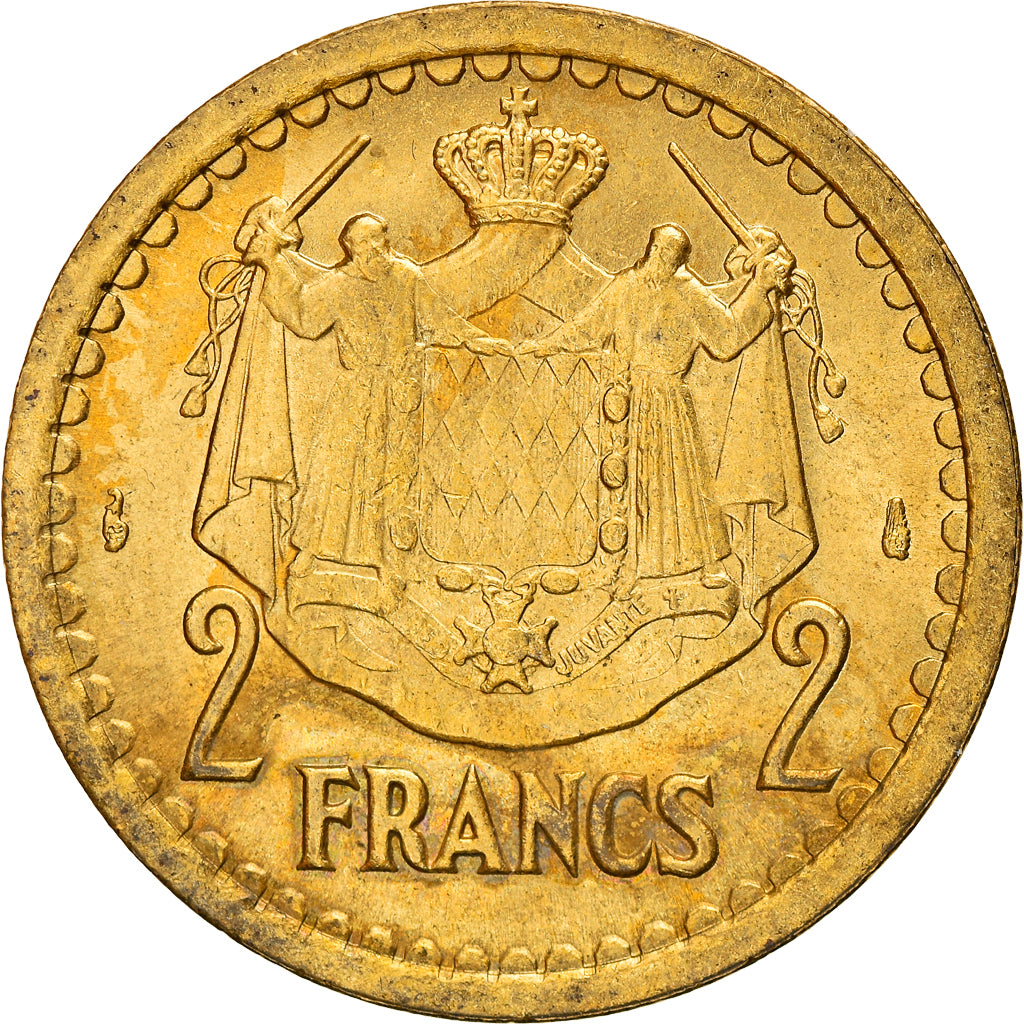 Moneta, Monaco, 2 Francs, 1943, Paris, BB, Rame-alluminio, Gadoury:134