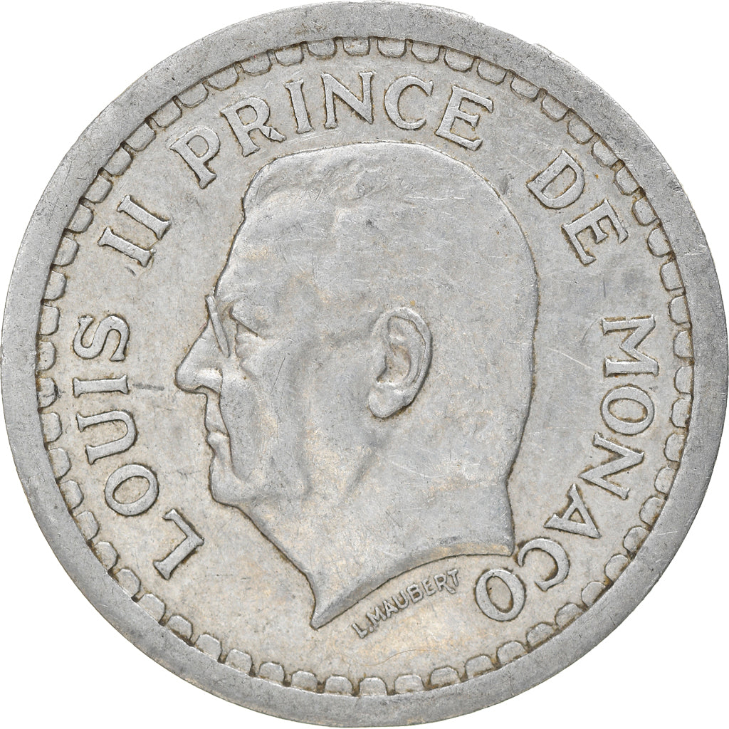Munten, Monaco, Louis II, 2 Francs, 1943, Paris, ZF, Aluminium, KM:121