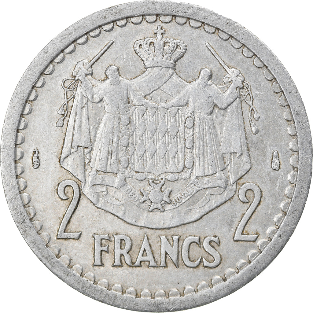 Munten, Monaco, Louis II, 2 Francs, 1943, Paris, ZF, Aluminium, KM:121