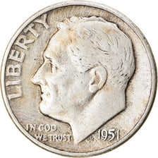 Coin, United States, Roosevelt Dime, Dime, 1951, U.S. Mint, Philadelphia