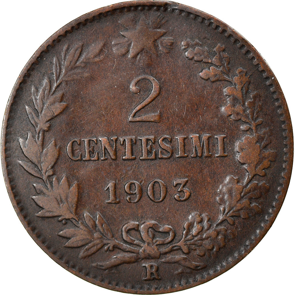 Moneda, Italia, Vittorio Emanuele III, 2 Centesimi, 1903, Rome, MBC+, Bronce