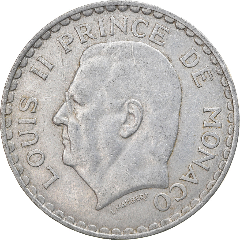 Coin, Monaco, Louis II, 5 Francs, 1945, VF(30-35), Aluminum, KM:122