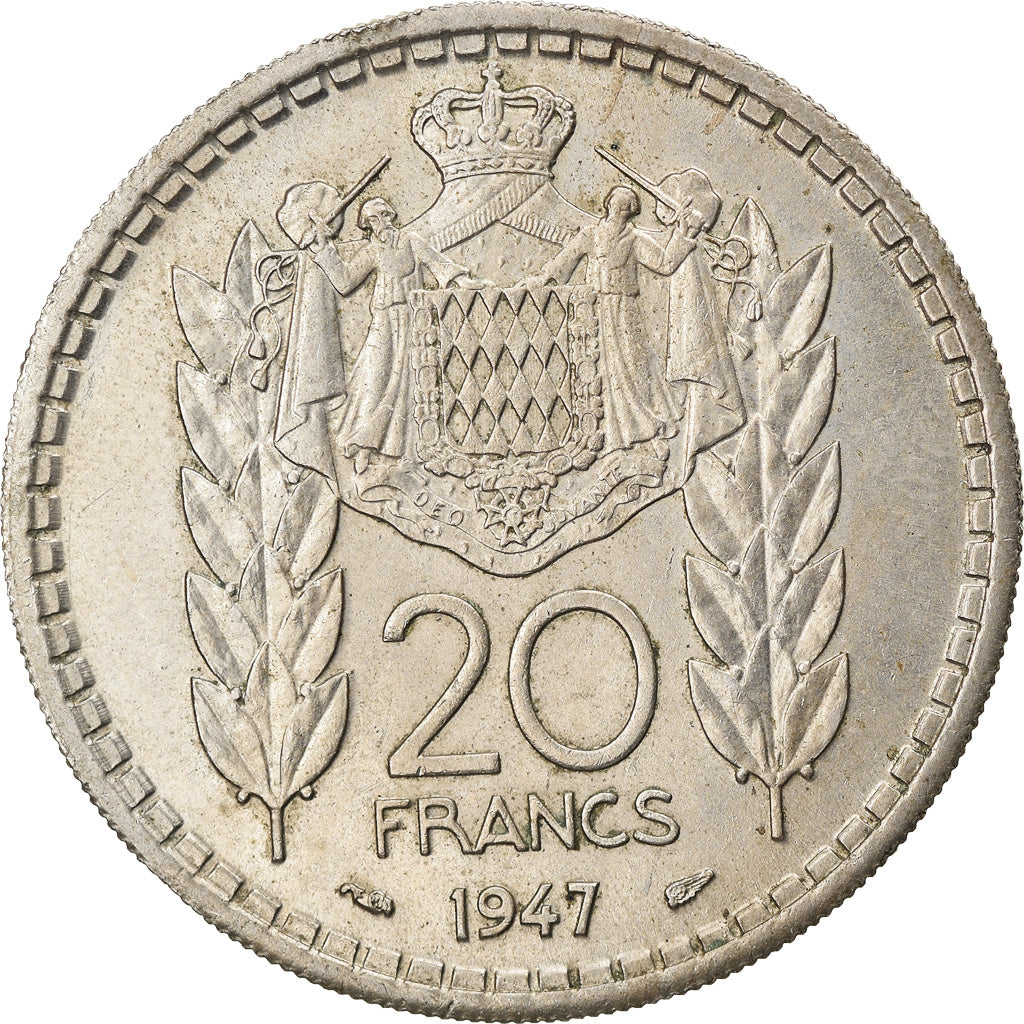 Monnaie, Monaco, Louis II, 20 Francs, Vingt, 1947, Poissy, TTB, Copper-nickel