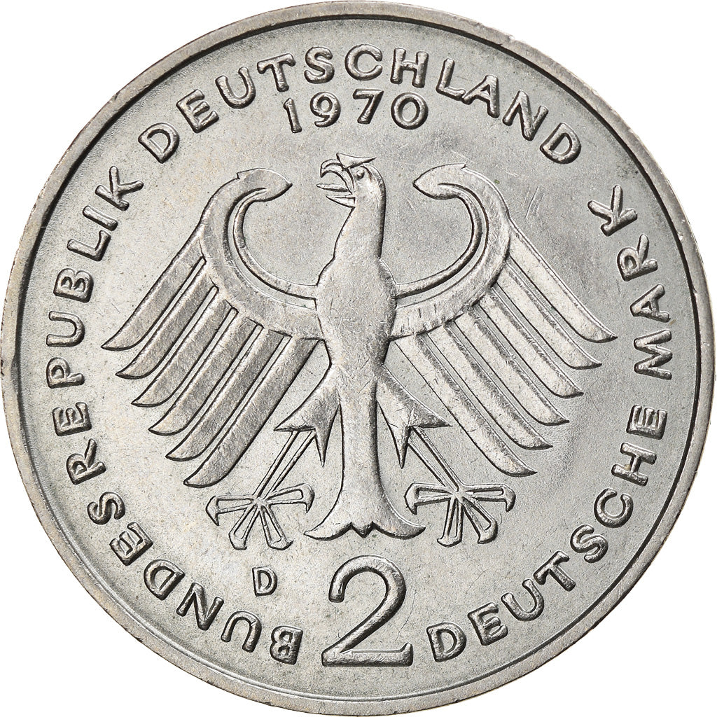 Moneta, GERMANIA - REPUBBLICA FEDERALE, 2 Mark, 1970, Munich, BB, Nichel