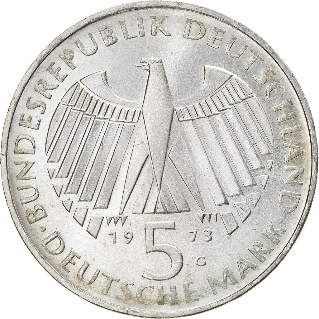Coin, GERMANY - FEDERAL REPUBLIC, 5 Mark, 1973, Karlsruhe, Germany, AU(55-58)