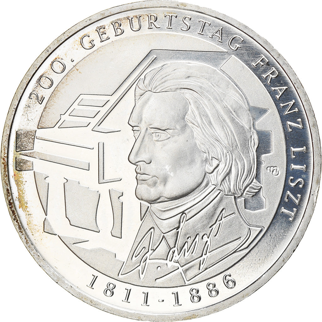 Allemagne, 10 Euro, Franz Listz, 2011, Karlsruhe, BE, FDC, Argent, KM:295