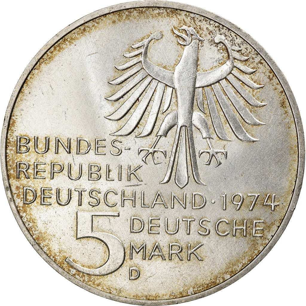 Moneda, ALEMANIA - REPÚBLICA FEDERAL, 5 Mark, 1974, Munich, Germany, MBC