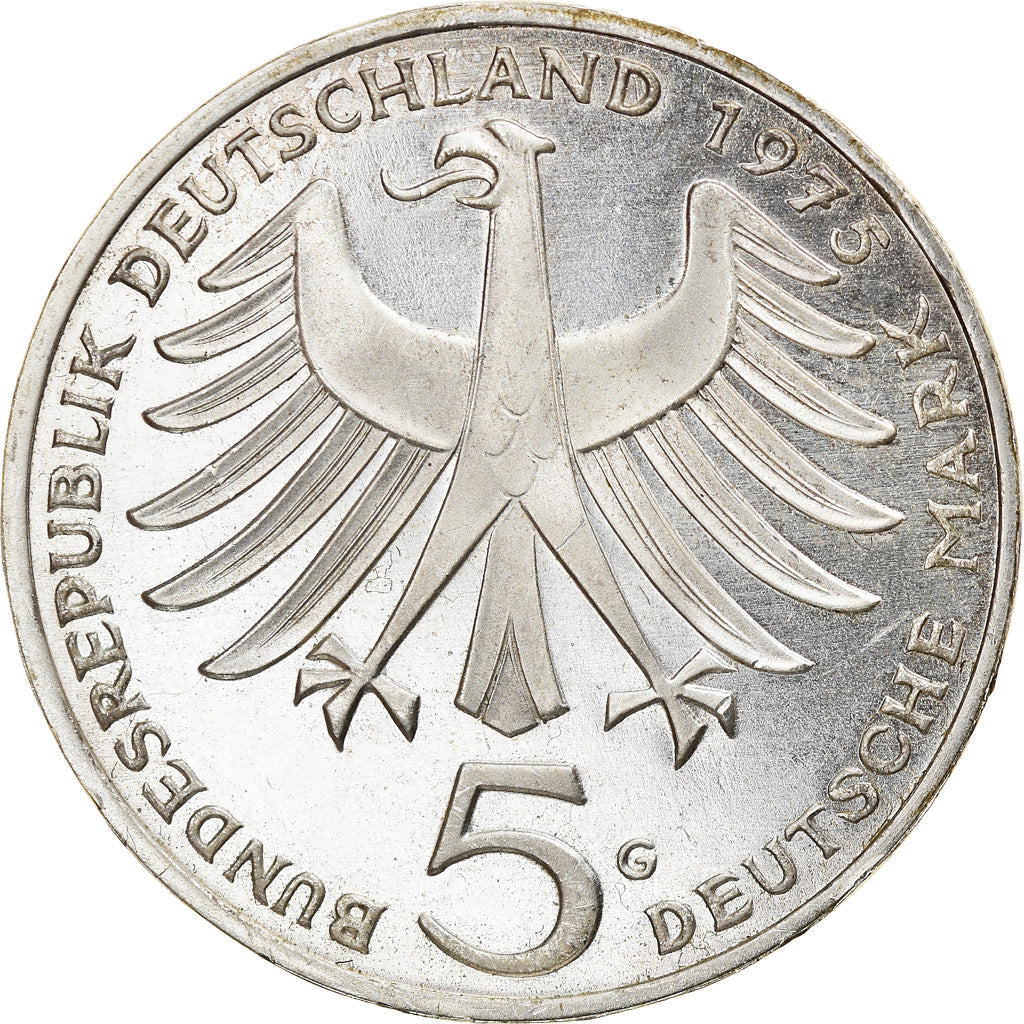 Coin, GERMANY - FEDERAL REPUBLIC, 5 Mark, 1975, Karlsruhe, Germany, BE