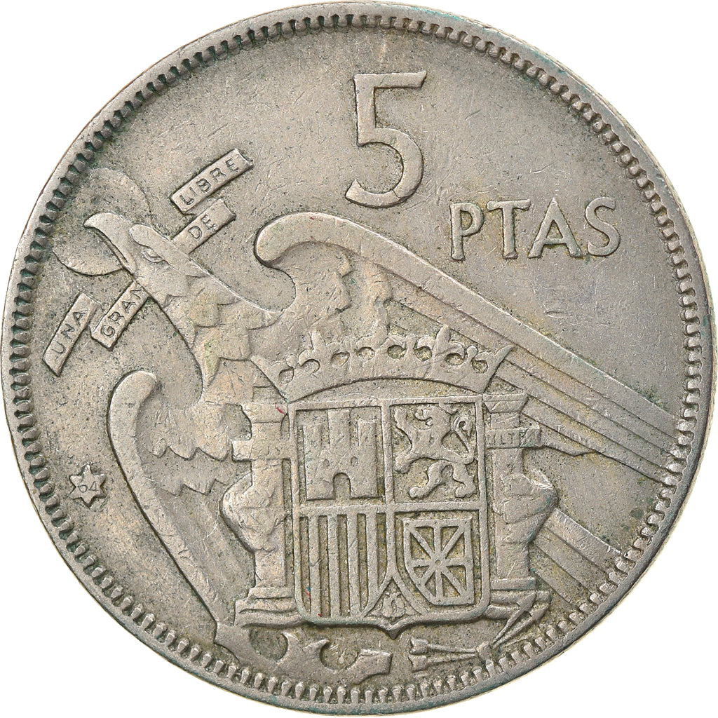 Münze, Spanien, Caudillo and regent, 5 Pesetas, 1964, SS, Copper-nickel, KM:786