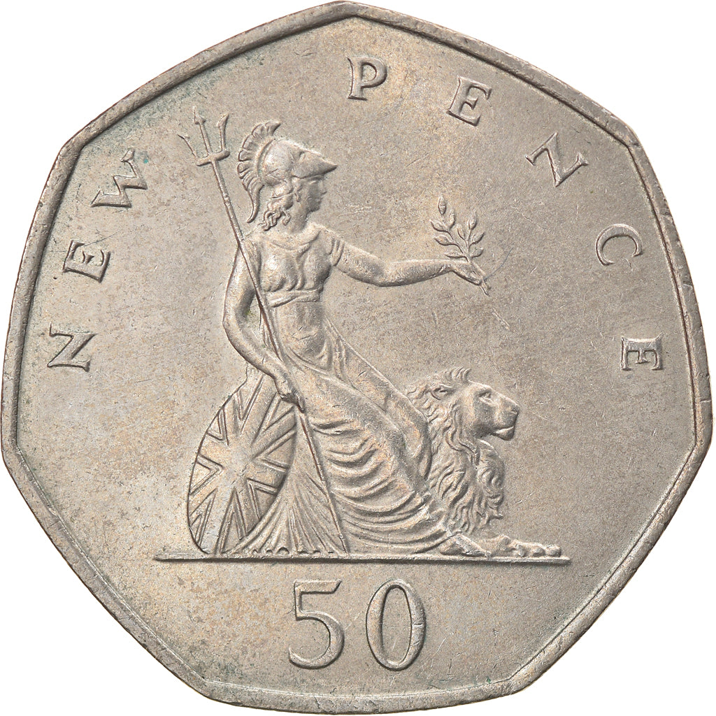Moneda, Gran Bretaña, Elizabeth II, 50 New Pence, 1969, MBC, Cobre - níquel