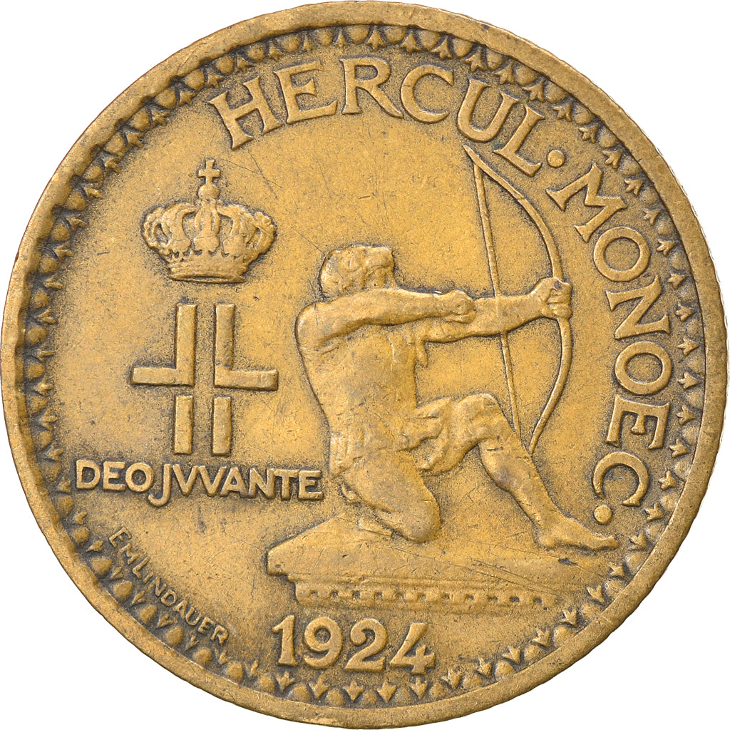 Moneda, Mónaco, Louis II, Franc, 1924, Poissy, MBC, Aluminio - bronce, KM:111