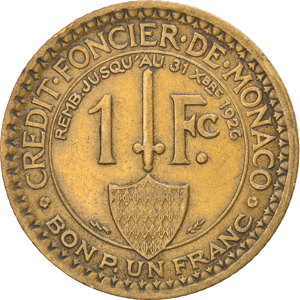 Moneda, Mónaco, Louis II, Franc, 1924, Poissy, MBC, Aluminio - bronce, KM:111