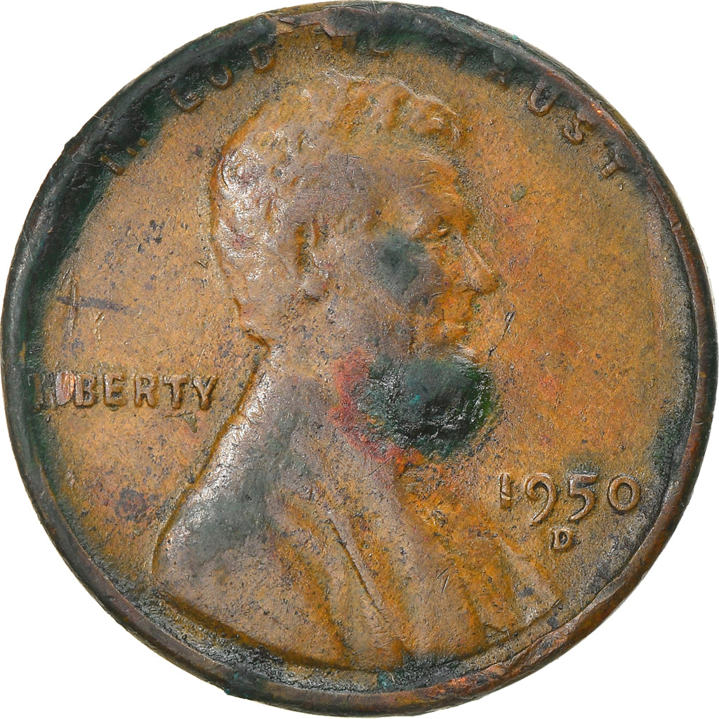 Moneta, Stati Uniti, Lincoln Cent, Cent, 1950, U.S. Mint, Denver, MB, Ottone