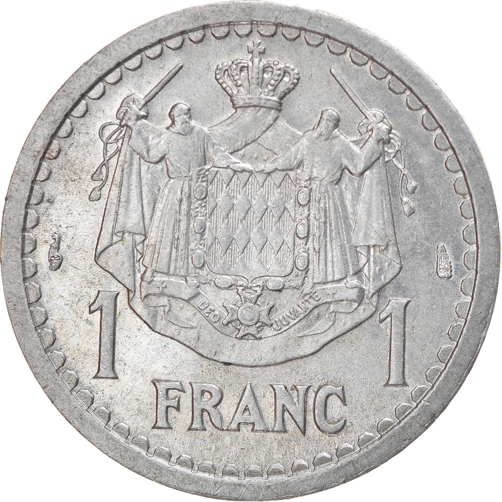 Moneta, Monaco, 1 Franc, Undated (1943), BB+, Alluminio, Gadoury:MC131