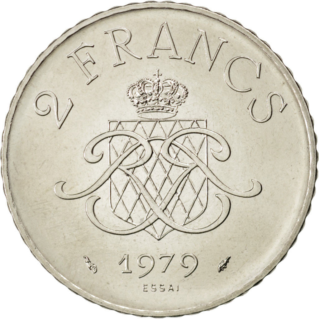 Coin, Monaco, 2 Francs, 1979, MS(63), Nickel, KM:E71, Gadoury:151