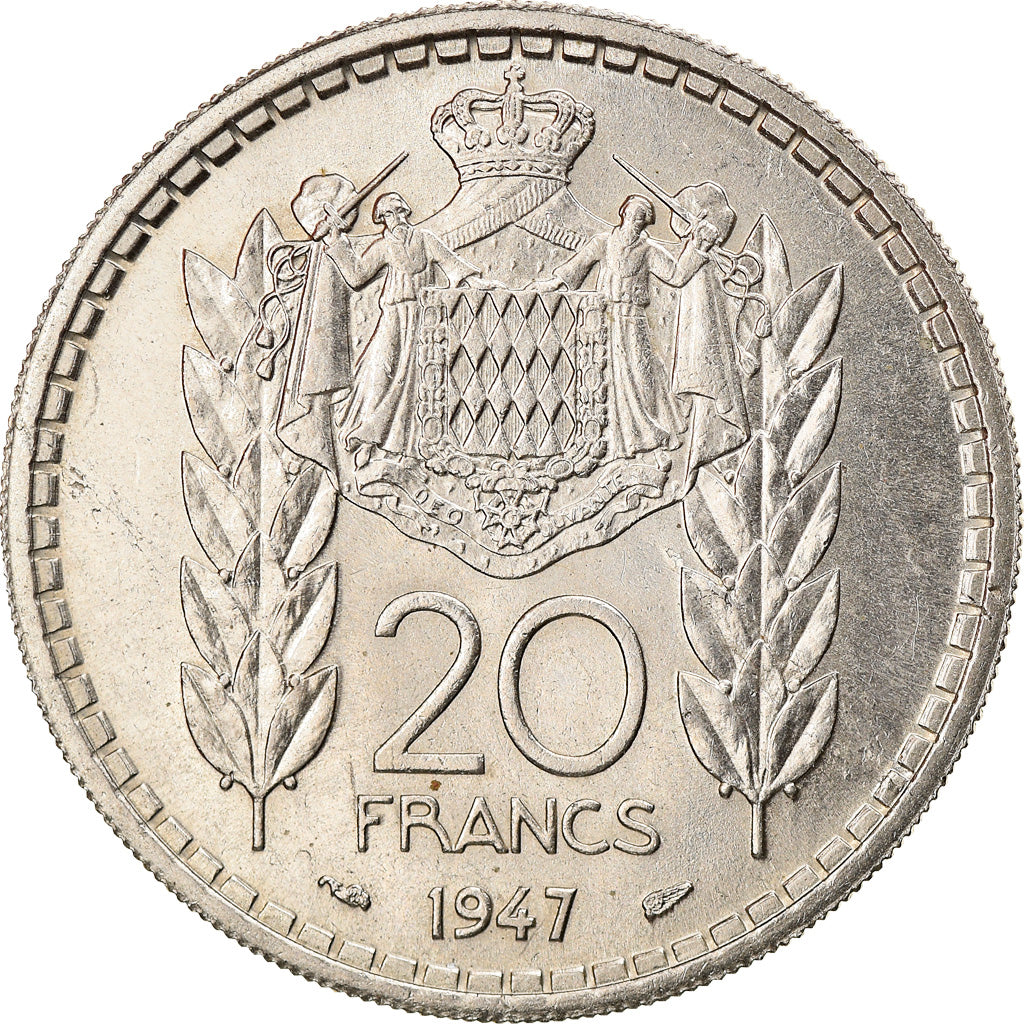 Moneta, Monaco, Louis II, 20 Francs, Vingt, 1947, BB+, Rame-nichel, KM:124