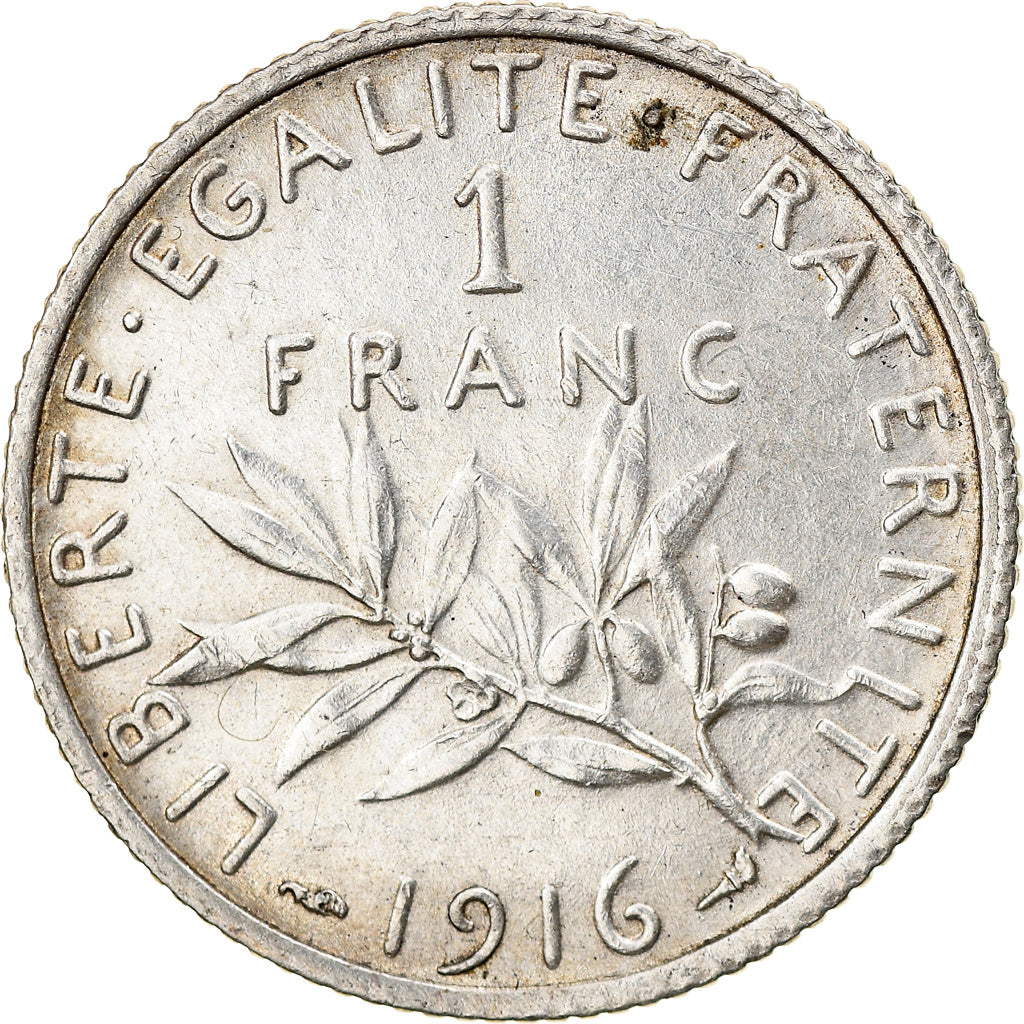 Coin, France, Semeuse, Franc, 1916, Paris, EF(40-45), Silver, KM:844.1