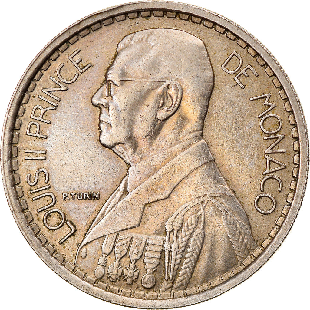 Moneta, Monaco, Louis II, 20 Francs, Vingt, 1947, Poissy, BB, Rame-nichel
