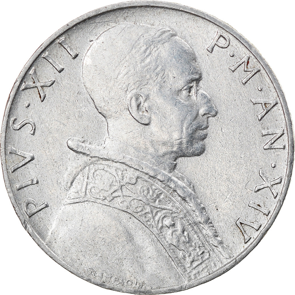 Moneda, CIUDAD DEL VATICANO, Pius XII, 5 Lire, 1952, Roma, EBC, Aluminio