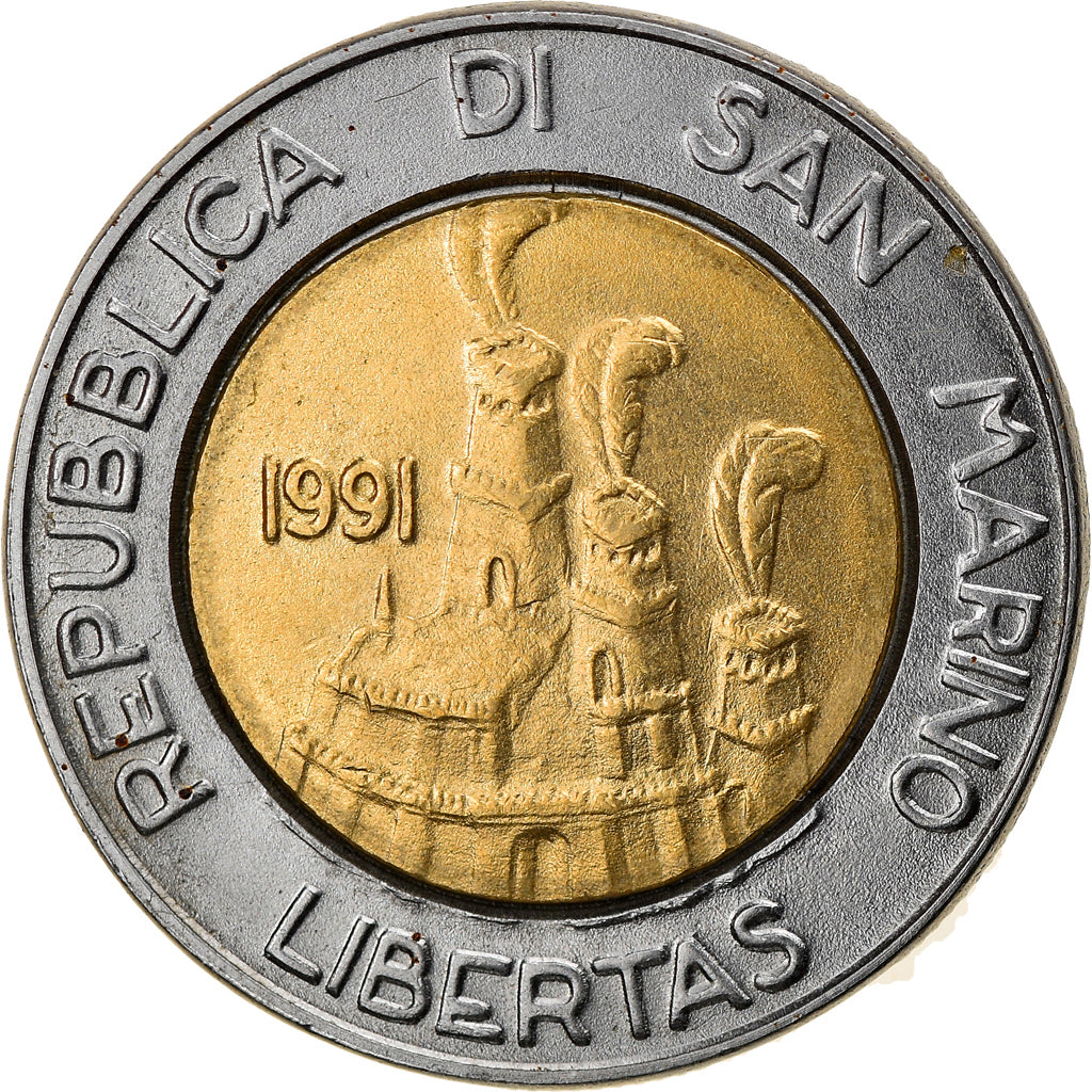 Munten, San Marino, 500 Lire, 1991, Rome, ZF+, Bi-Metallic, KM:269