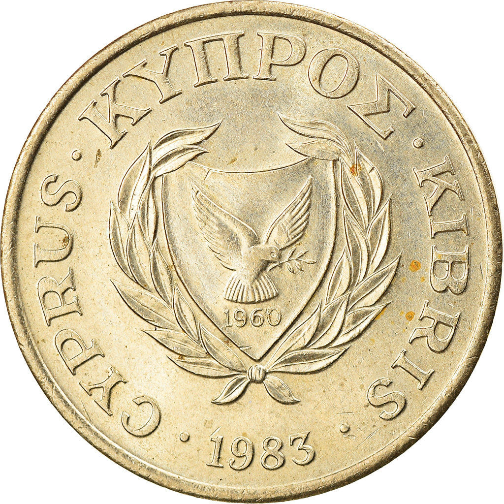 Coin, Cyprus, 2 Cents, 1983, VF(30-35), Nickel-brass, KM:54.1