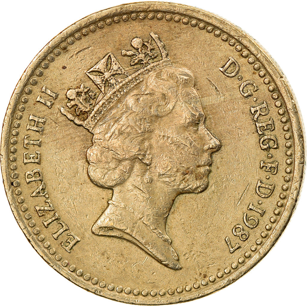 Moneta, Wielka Brytania, Elizabeth II, Pound, 1987, VF(30-35), Mosiądz niklowy