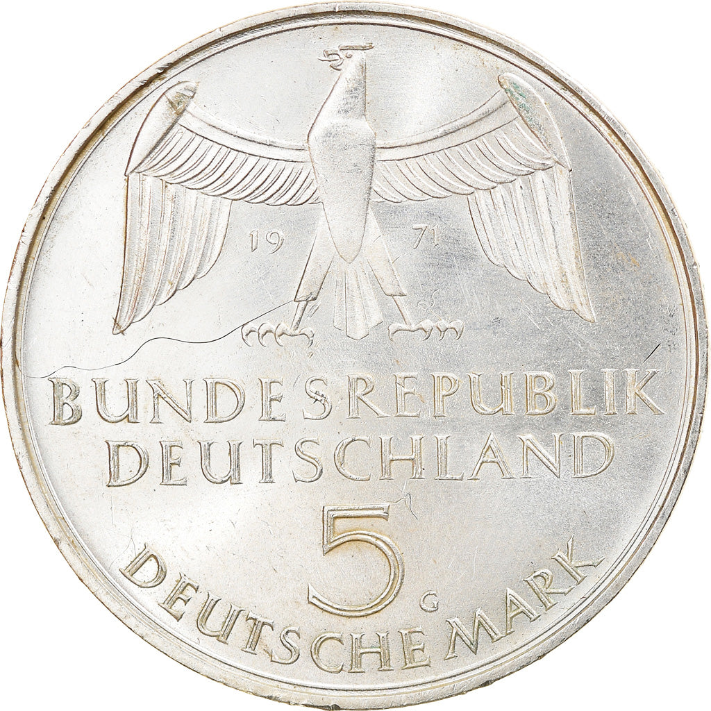 Moneta, GERMANIA - REPUBBLICA FEDERALE, 5 Mark, 1971, Karlsruhe, Germany, SPL-