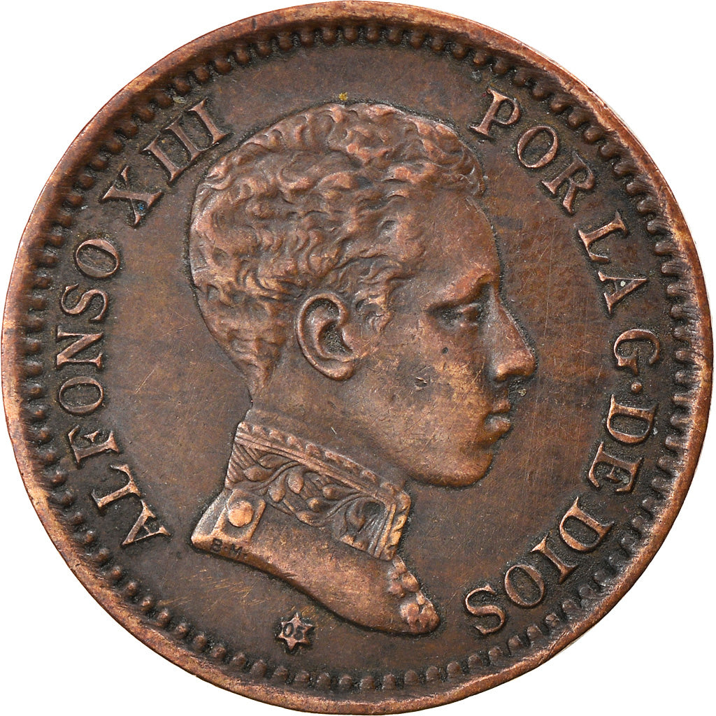 Coin, Spain, Alfonso XIII, 2 Centimos, 1905, Madrid, AU(55-58), Copper, KM:722
